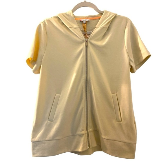 STREET ONE short sleeve hoodie, light yellow, size EU 40, Full zip. Coastal. - Picture 1 of 6